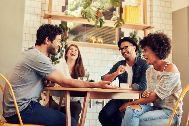 Friends at a cafe.