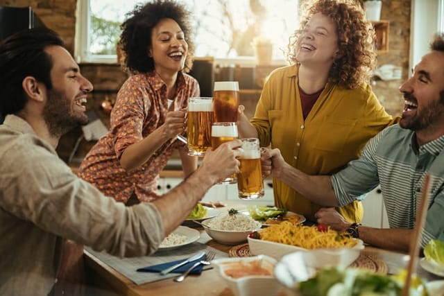 double date couples at bar