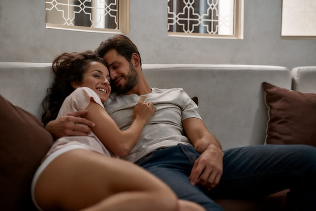 couple embracing after sex
