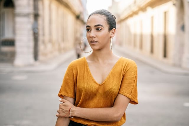 Portrait of confident Cuban woman in the city.