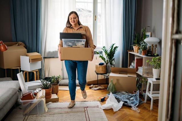 Woman moving in.