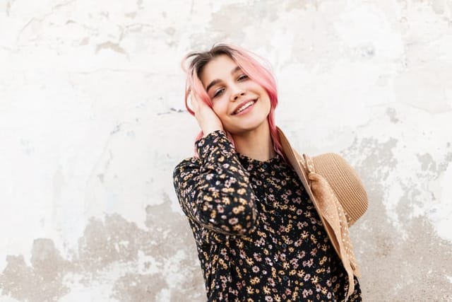 happy young woman outside
