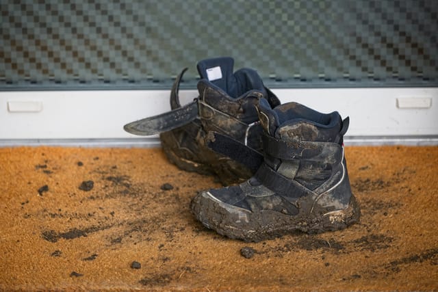Muddy children's shoes.