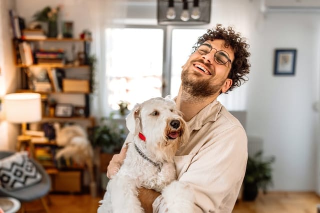 man alone with his dog