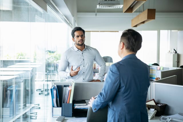 two businessmen having a discussion