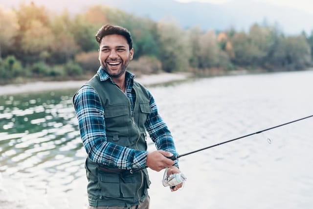 Fisherman enjoying his hobby.