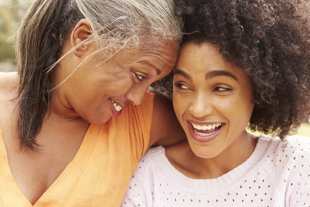 mom and daughter chatting