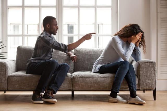Husband and wife in an argument.