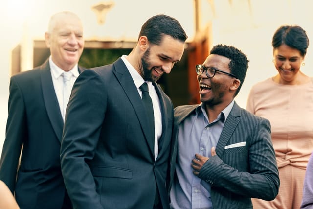 Wedding guests and friends.