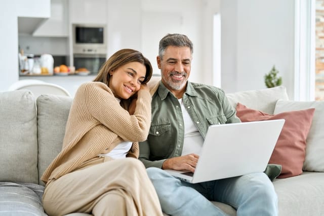 Couple together at home.