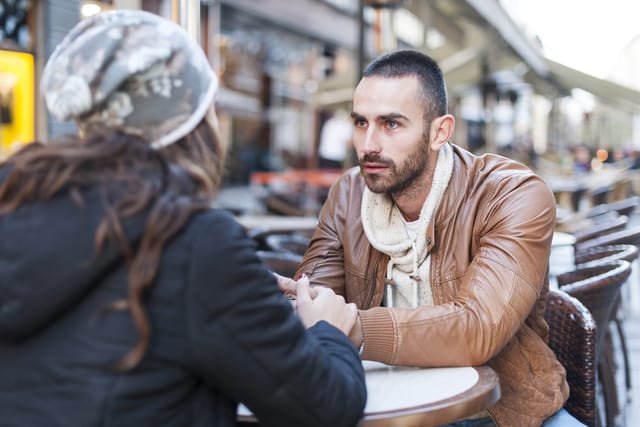 Couple having a serious discussion.