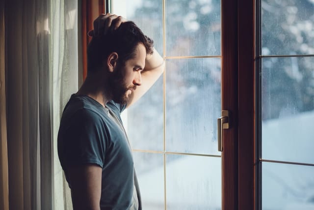 Sad isolated man.