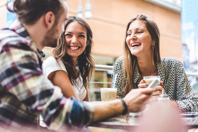 Group of friends chatting.