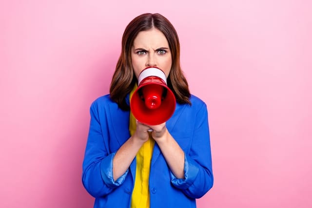 Woman on a megaphone.