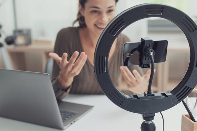 An influencer creating videos