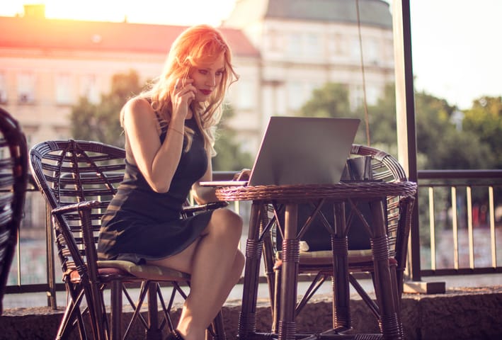 Serious bussines woman outdoors