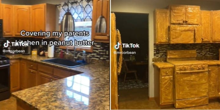 Viral TikTok Shows Adult Son Covering Parents’ Entire Kitchen In Peanut Butter