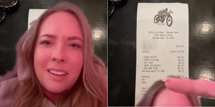 Woman Shocked To Find ‘Employee Health’ Charge On Restaurant Receipt