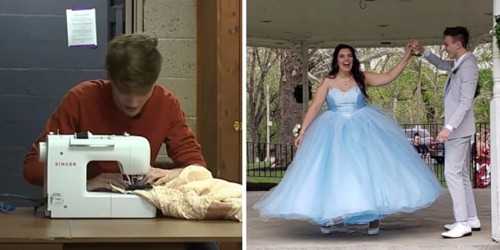 Teen Girl Can’t Afford Prom Dress So Her Date Makes Her One From Scratch