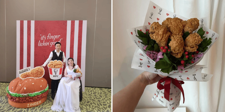 Woman Hosts KFC-Themed Dream Wedding Complete With Chicken Drumstick Bouquet