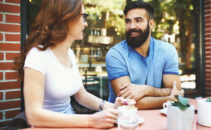 Coffee break conversation.
