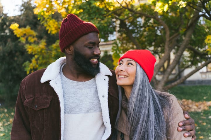 mixed race couple outdoors