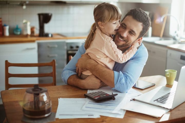 Young bearded man with daughter