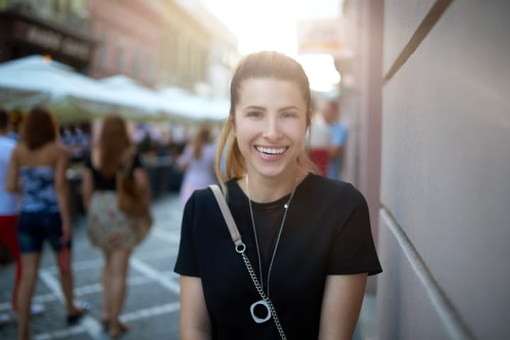 woman smiling city