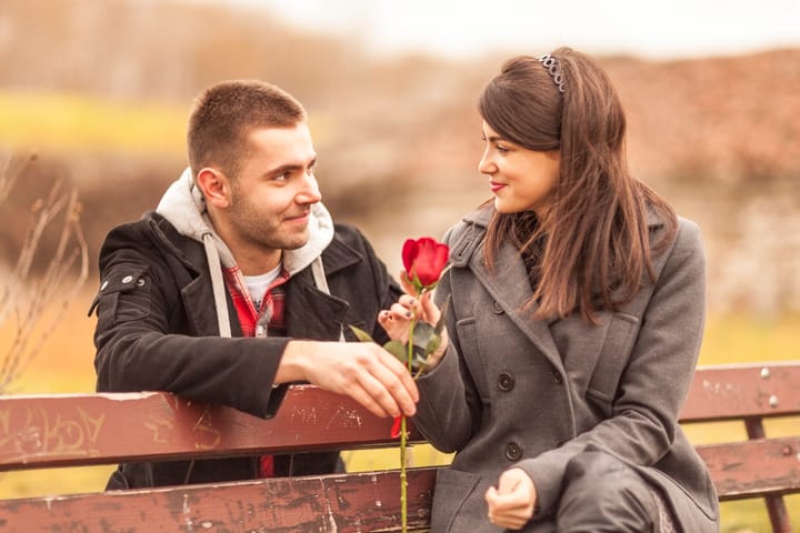 Young couple on Valentine's day outdoors