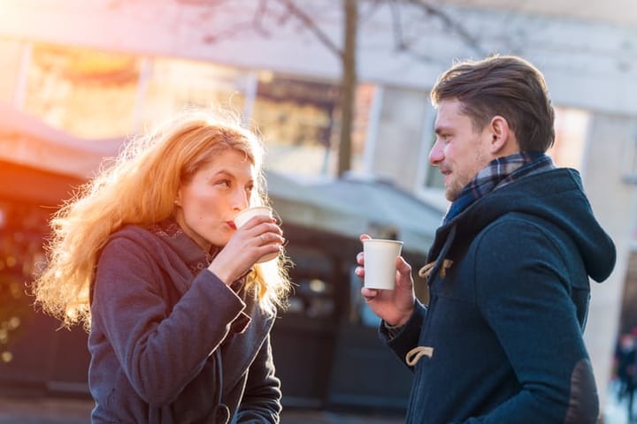 Couple enjoying outdoors in a urban surroundings
