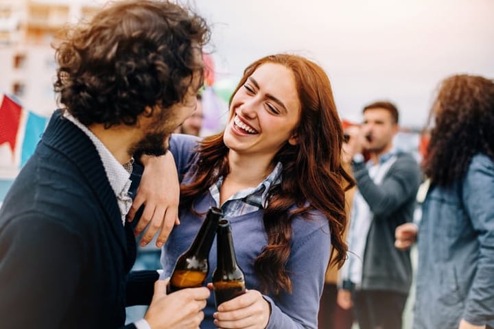 Happy couple on a party