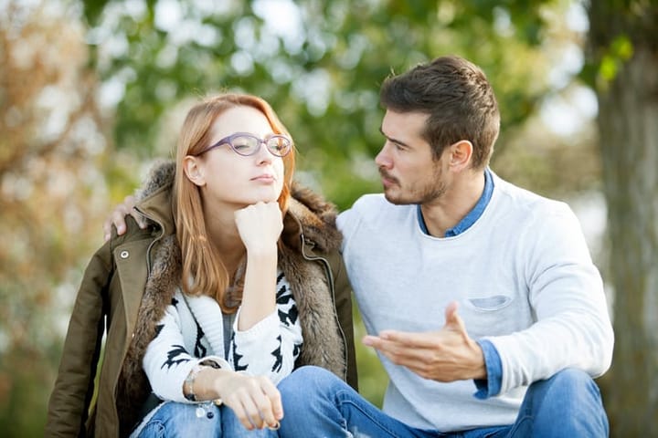 Young couple arguing outdoor