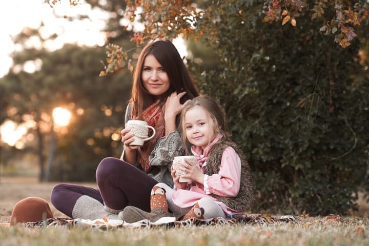 Mother spending time with little daughter
