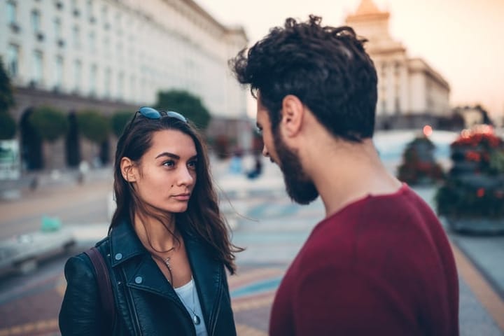 couple arguing in the city