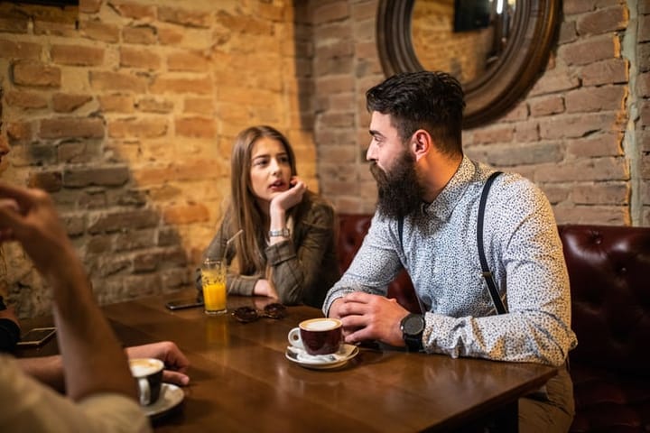 young couple in a coffee shop