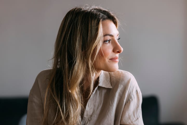 woman sitting alone