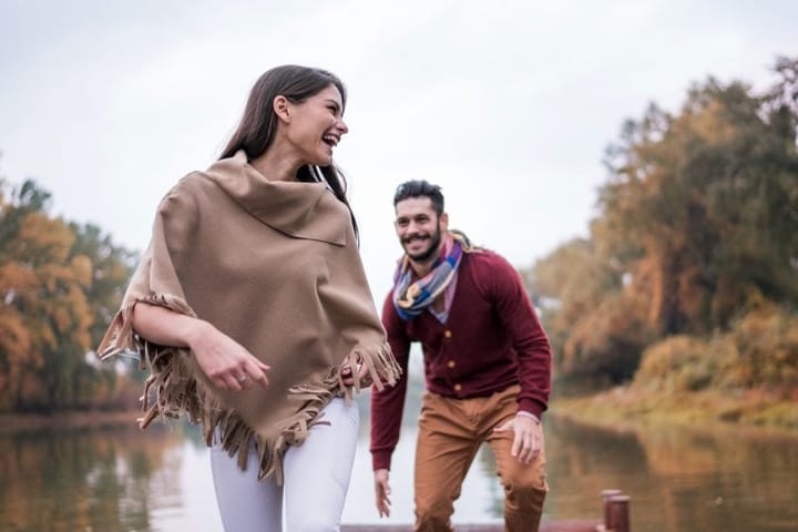 Cheerful couple having fun