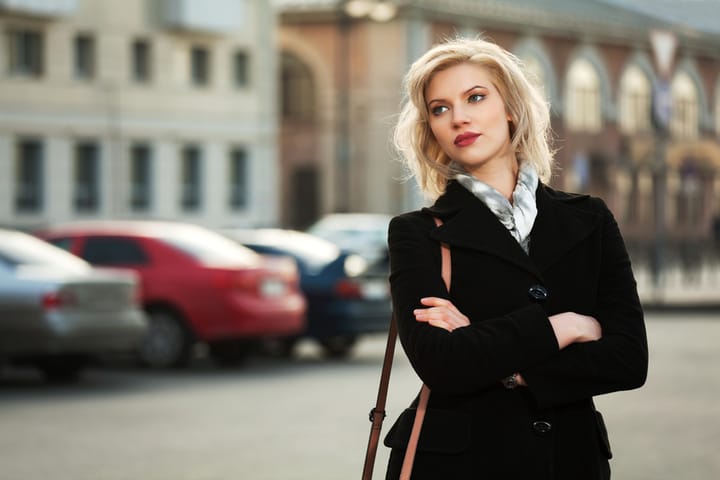 Young woman walking on the street