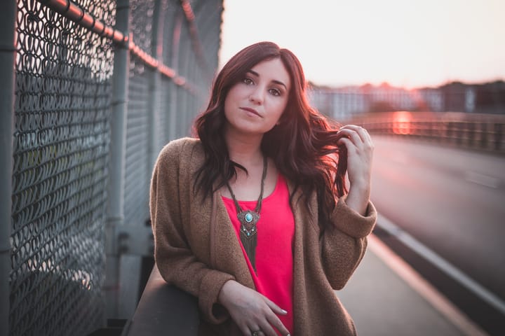 serious woman outside looking at camera