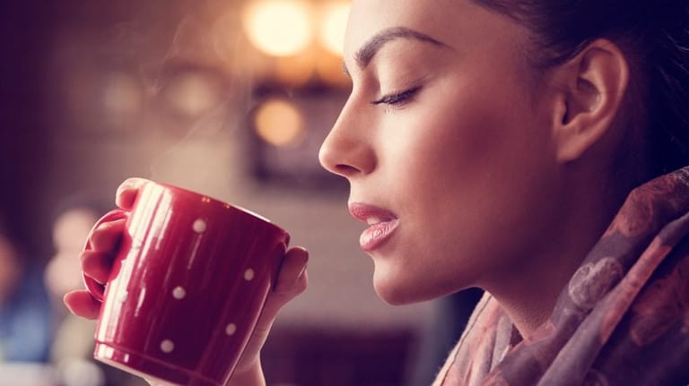 Woman with coffee mug