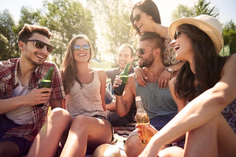 friends day drinking in summer