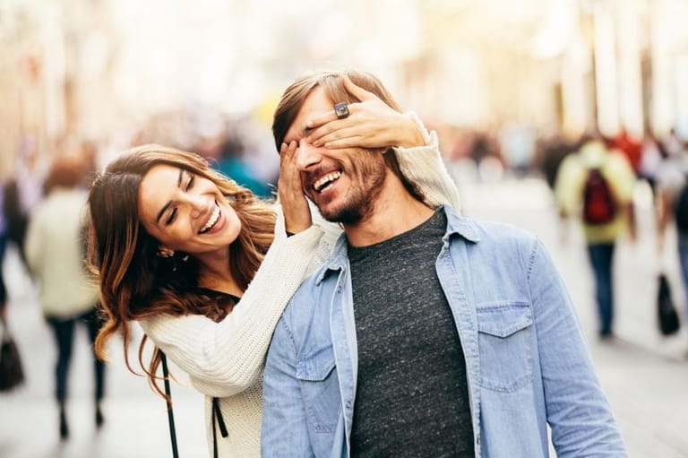 Couple joking and being silly