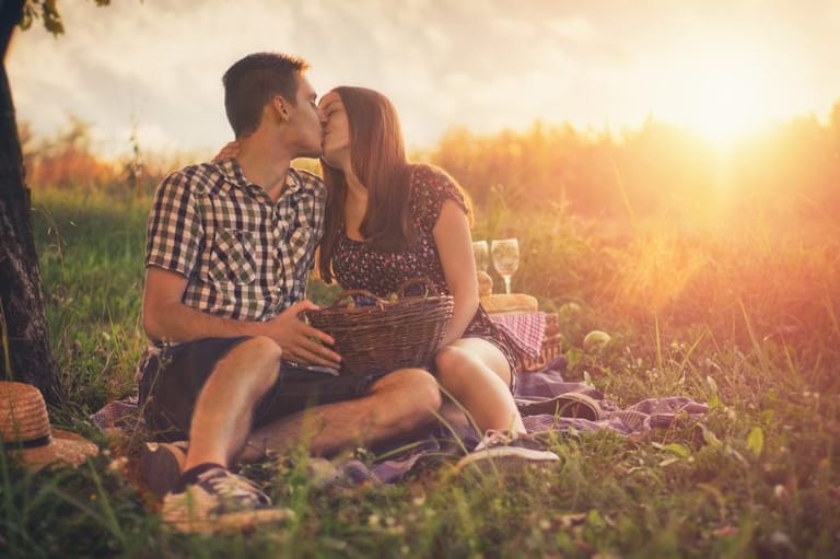 Couple having a romantic picnic
