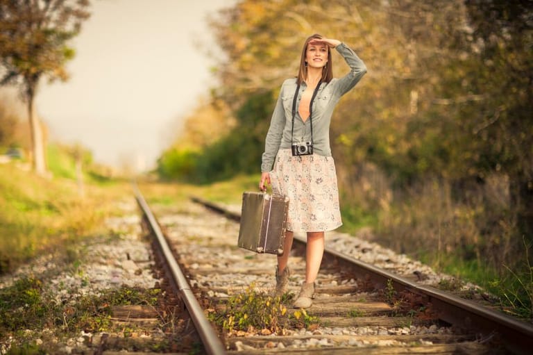 Woman on rail track