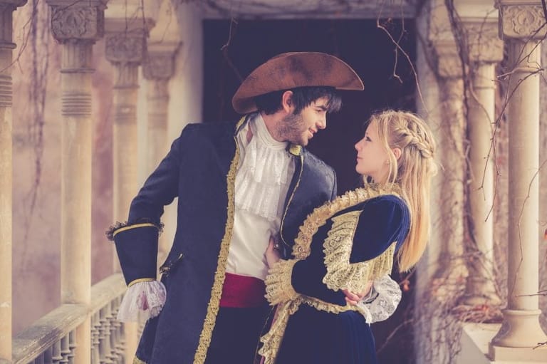 Couple dressed up in costume.