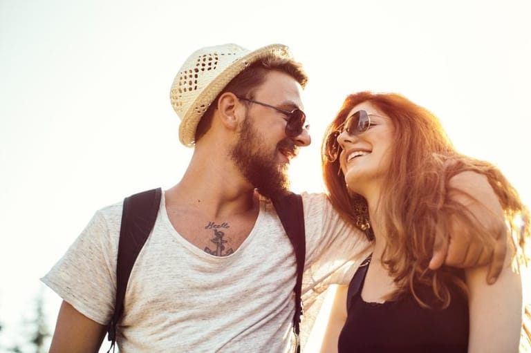 Happy hipster couple