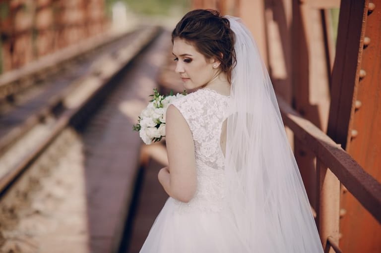 Beautiful bride on track