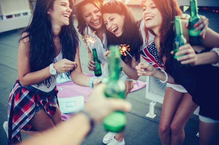 Friends having fun drinking