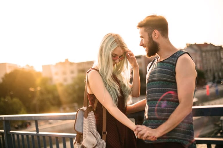 couple sunshine outside