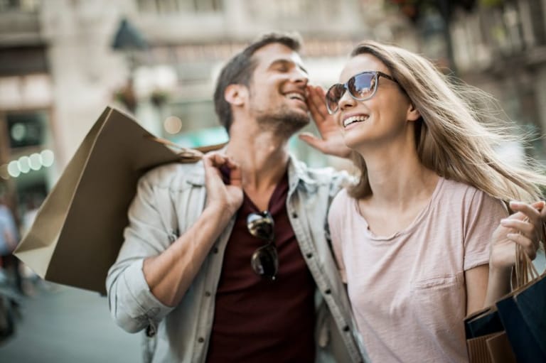 couple on shopping day out